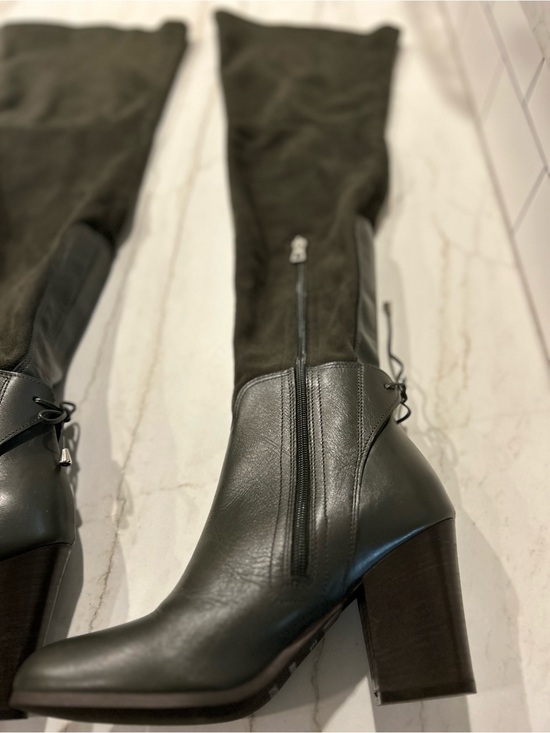 RUDSAK Shoes - RUDSAK Over-The-Knee Mixed-Media Block Heel Boots - Size 39 (Olive Green)